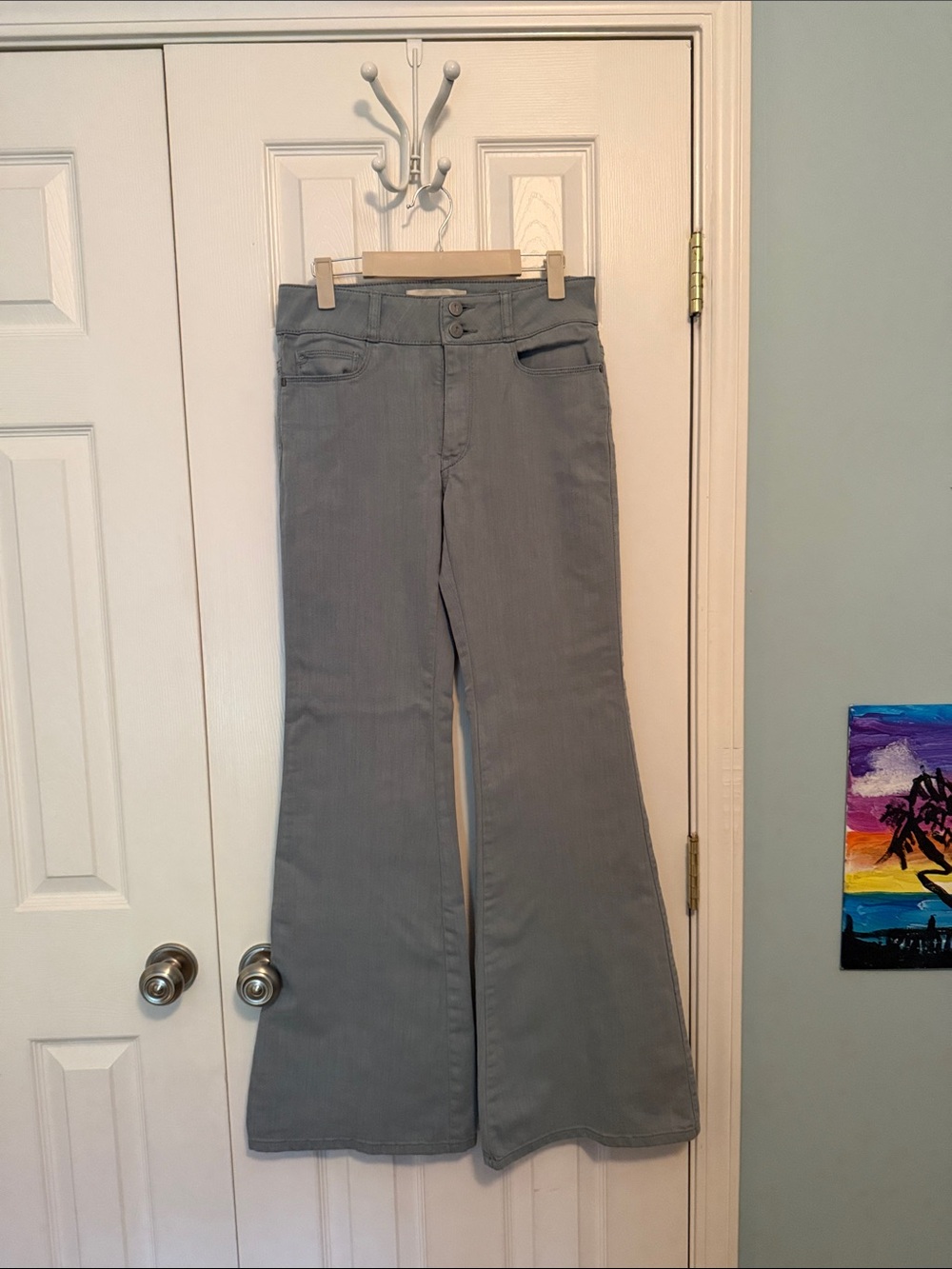 Pilcro and the Letterpress Gray Flared mid rise Jeans 27 long
